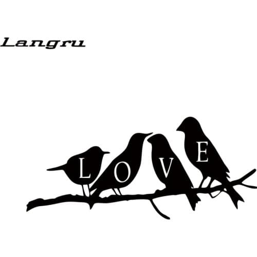 Langru Personality Love Birds On Tree Branch Vinyl Decals Car Window Bumper Creative Stickers Jdm