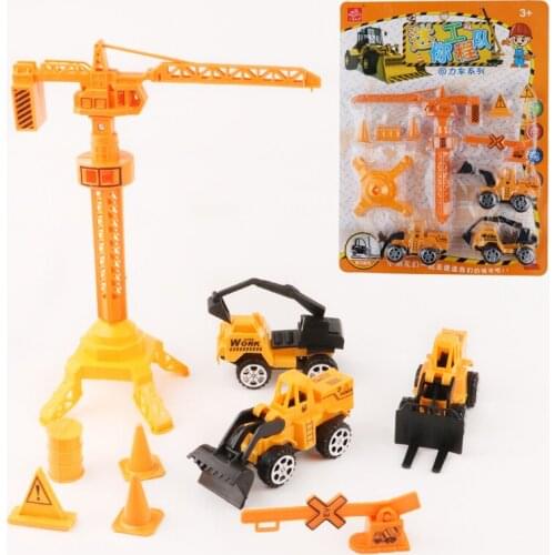 MINI Engineering vehicle model Pull back car Box set excavator Forklift crane children kids boy gift birthday plastic van series