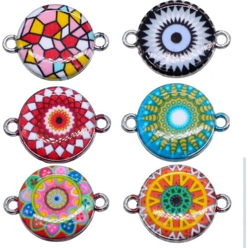 6pcs mixed charm stripe enamel alloy connector bracelet jewelry DIY necklace accessories DIY fashion jewelry Finding