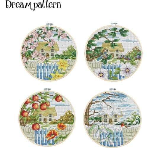 Four seasons (Spring) cross stitch kit aida 14ct 11ct count print canvas stitches embroidery DIY handmade needlework