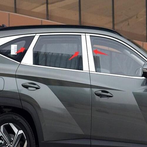 For Hyundai Tucson NX4 2021 2022 Stainless Steel Window Trims Center Pillars Cover Trim Car Styling Exterior Accessories