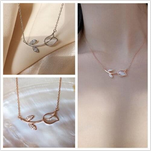 Charm Crystal Rose Pendant Necklace Girl Clavicle Accessories Top Quality Silver 925 Necklace Women Jewelry Rose Gold Choker