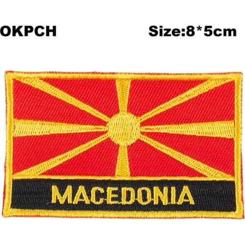 Macedonia Flag patcheswork fabric embroidery patch cutstom DIY stickers on clothing with iron PT0116-R