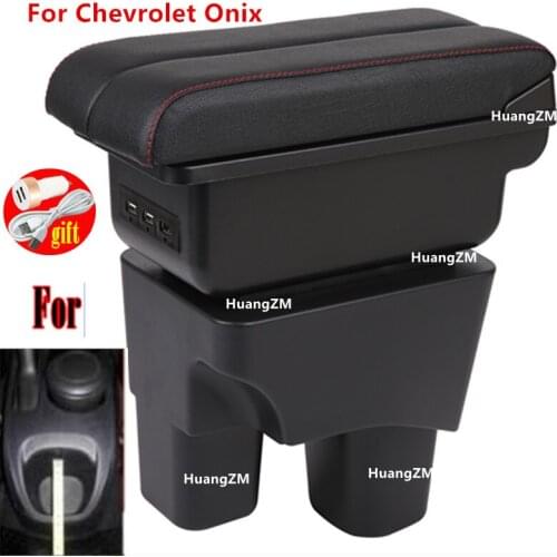 For Chevrolet Onix Armrest Box Car Central Armrest Interior Parts Retrofit parts Car Armrest Center Storage box with USB LED