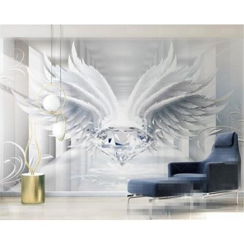 Beibehang Custom personalized wallpaper 3d space diamonds and wings European style pattern TV background wall papers home decor