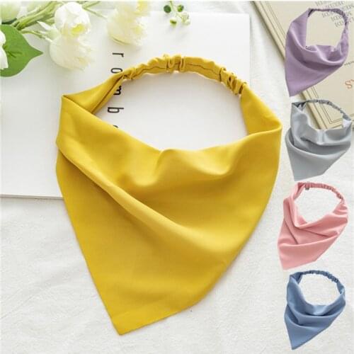 Headband Kerchief Solid Color Women Dust-proof Triangular Elastic Hair Headband Kerchief Turban Bandanas 50cm Long, 1 Piece