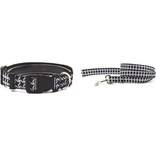 Adjustable Houndstooth Style Nylon Dog Collar Leash Dog Collar Lead Choice Easy For Small Medium-Size Dog S L