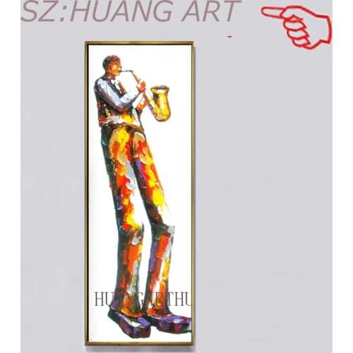 Hand painted figures oil painting knife painting abstract large long legs wall art for the living room home decoration frameless