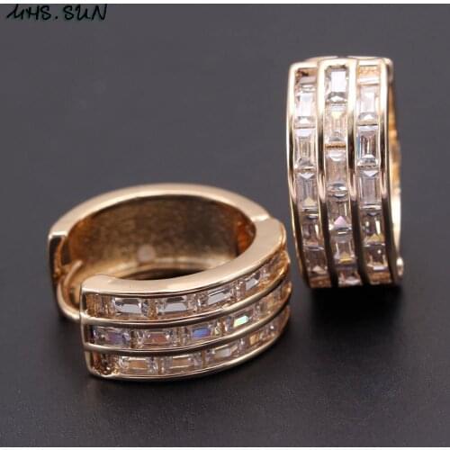 MHS.SUN Luxury women AAA cubic zirconia hoop earrings fashion round female cz stone earrings jewelry for party wedding gift