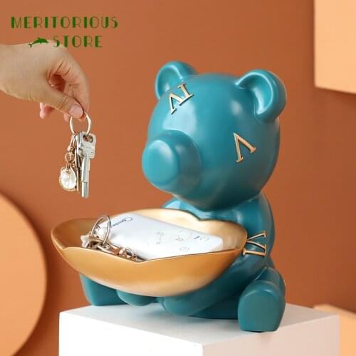 Sculpture Resine Bear Storage Box Room Decor Home Accessories Statues For Decoration Office Desk Tabletop Modern Resin Art