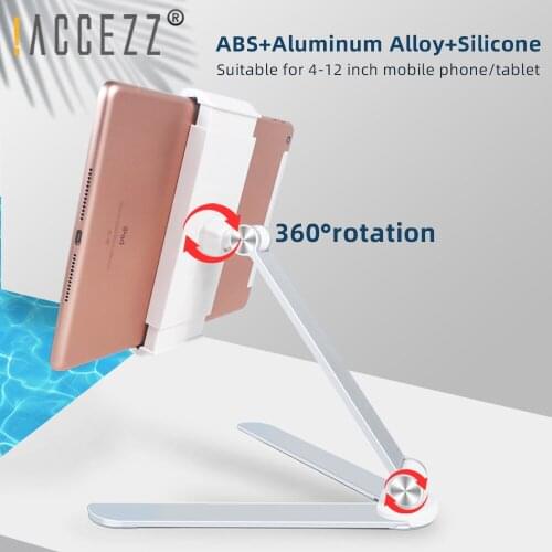 !ACCEZZ Universal Tablet Phone Desk Stand Holder For IPad Adjustable Mount 4-12 inch Wall Bed PC Stand Aluminum alloy Support