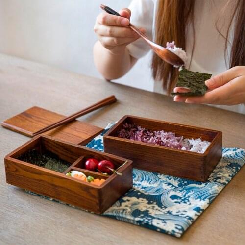 Japanese Syle Double Deck Wood bento Boxes Wooden Bento Boxes Student Sushi Food Container Lunch Box