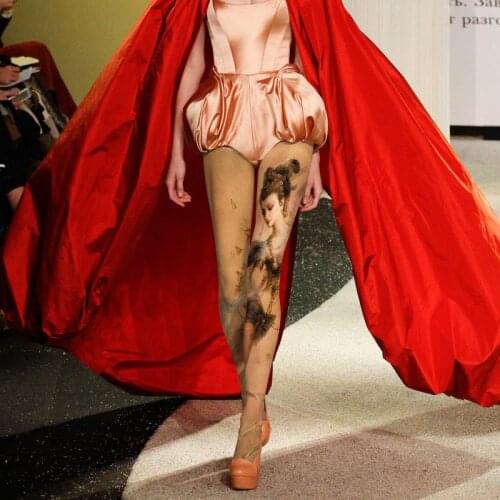 Polyester Medias Pantis Woman Stockings Women Tights Spring New Oil Painting Printing Pantyhose Legs Primer Leg Shaping Free