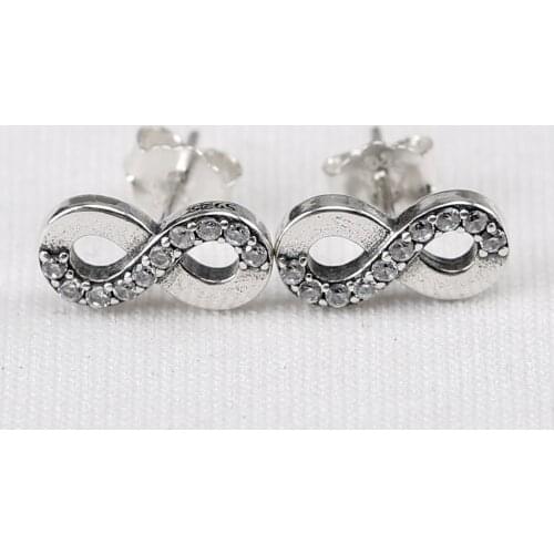Original Infinite Love Heart With Crystal Stud Earring For Women 925 Sterling Silver Earring Wedding Gift Fine Europe Jewelry