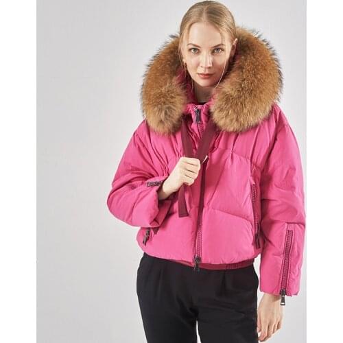 2021 Winter Luxury Large Natural Fur Hooded Duck Down Jacket Women Thick Irregular Loose Warm Tighten The Bottom Puffer Parka