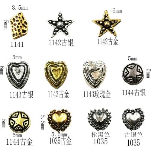10Pcs/Lot Japan Retro Gold Silver Starfish Love Heart 3D DIY Metal Alloy Nail Art Deco Nail Stickers/Charms/ Tools for Manicure