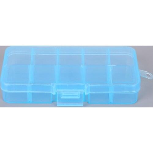 10 Grids 7 Color Choose Adjustable Jewelry Beads Pills Nail Art Tips Storage Box Case Hard Transparent Plastic Jewelry Tool Box