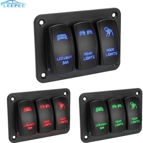 3 Gang Rocker Switch Panel Control Panel 12V 24V LED Light Toggle Switch ON/Off Panel For Auto Car Marine ATV UTV Ship Boat