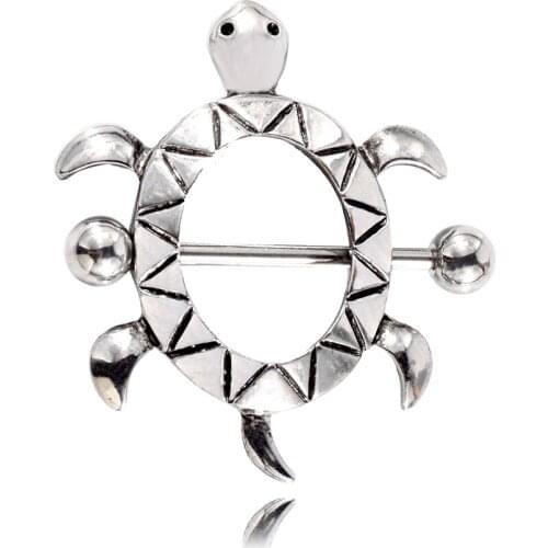 2pcs Stainless Steel Nipple Piercing Women Lady Fashion Stainless Steel tortoise Bars Ring Jewelry Cool Body Jewelry