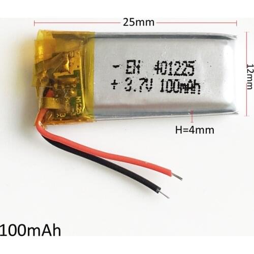 3.7V 100mAh 401225 Lithium Polymer LiPo Rechargeable Battery li ion For Mp3 PAD DVD E-book GPS bluetooth pen headset headphone