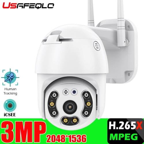 3MP Super Mini Pan/Tilt Wifi Camera Wireless ONVIF IP Camera AI Human Auto Tracking 4xDigital Zoom Dual Light Source Waterproof