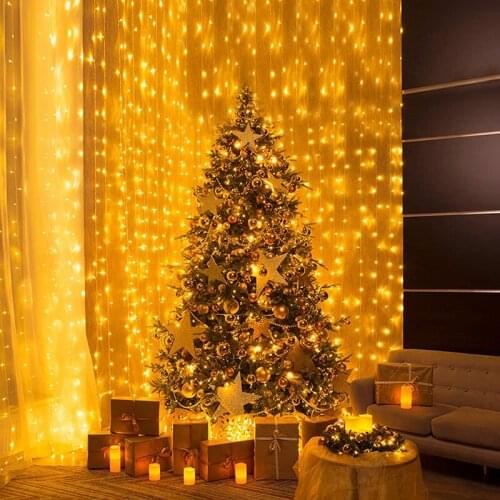 LED Fairy Curtain Light Christmas String Light 3Mx3M 6x3M 6X2M 3X2M Outdoor Holiday Wedding Xmas Fairy String Garland