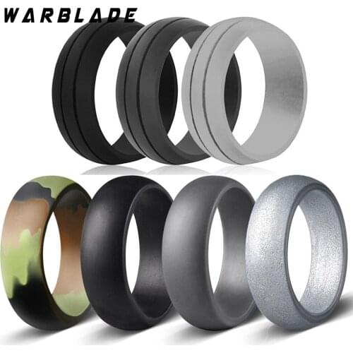 7pcs/set Hypoallergenic Crossfit Flexible Rubber Rings 8mm Food Grade FDA Silicone Finger Ring For Men Women Jewelry 6-12 size
