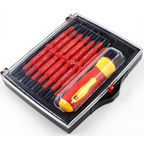8 Pcs Insulated Screwdriver Set Precision Removable Magnetic Bits Torx Hex Slotted Phillips Household Repair Hand Tool