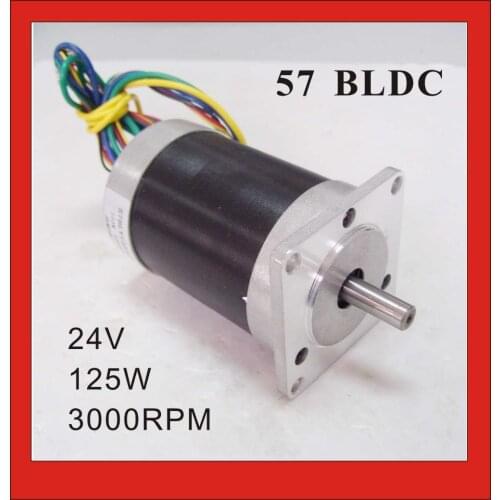3 Phase 24V 57 Brushless DC Motor 125W 3000rpm 0.4N.m (55.6oz-in) Square Flange Frame