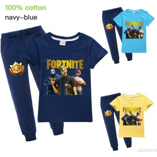 Fortnites girls cotton Childrens Clothing T-shirt baby boys girls short-sleeved summer tops + pants sport sets clothes