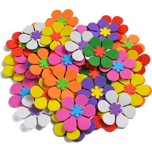 80/120PCS Foam Flower Sticker For Kids Children DIY Toys Hand Craft Art Kindergarten Home Decoration