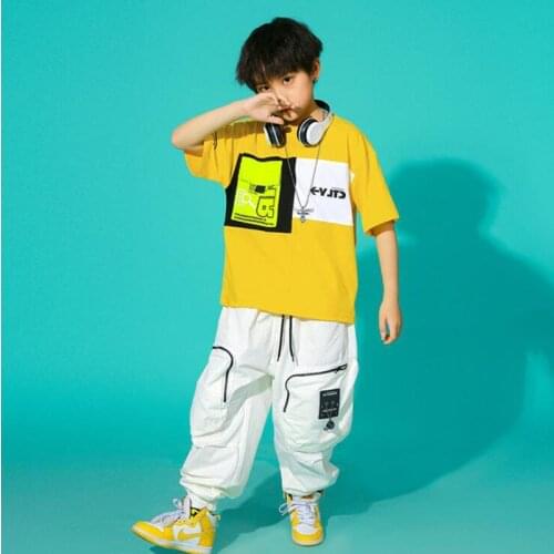Kids Hip Hop Clothing T Shirt Tops Cargo Pants Shorts Show Outfits Singer For Girls Boys Jazz Dance Costume Clothes Stage Wear