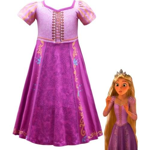 Kid Girls Princess tangled Dress Up Kids Summer Floral Costume Children Halloween Birthday Party Fancy Dress Frocks