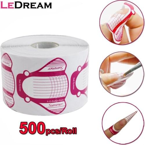 High Quality 500pcs/roll Nail Form Pro Nail Art Guide Form Acrylic Tips Gel Extension Sticker Nail Polish Curl Form Accessory