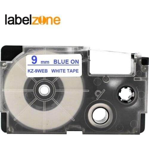 9mm*8m XR-9WEB Blue on White Laminated Label Tape Compatible For KL60 KL100 KL120 KL750 KL780 KL820 KL7000 KL-7200 Label Printer