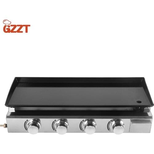GZZT Gas Plancha 2/3/4 Burners LPG BBQ Griddle Non Stick Cooking Plate Steak Griddle Heavy Duty Outdoor Grill Teppanyaki Furnace