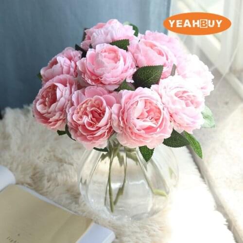 1PCS 8Color Artificial Silk Rose Peony Single Flower For DIY Wedding Flower Bridal Bouquet Accesories Home Decorative NO VASE