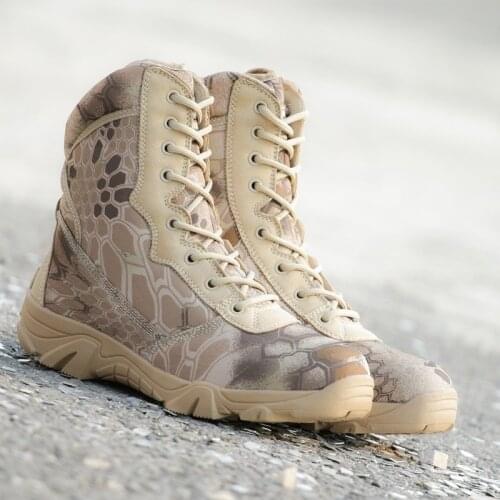 Men Woman Outdoor Camouflage Desert High Shoes Hiking Climbing Hunting Field Combat Army Fans Tactical Training Military Boots