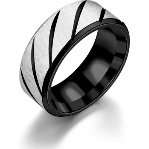 New European and American fashion new simple inner arc double bevel pattern couple ring For Men And Women