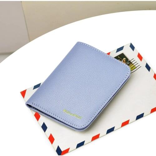 Leather womens Purse Mini ultra thin card holder trend vertical wallet short pocket