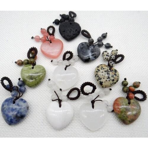 25mm Natural Stone Turquoise Opalite Quartz Crystal labradorite Heart Shaped Pendant For Diy Making jewelry Accessories