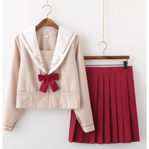 Sweet Kawaii Japanese jk uniform skirt Cos sailor suit top + pleated skirt college style Lolita suit