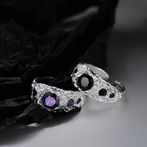 MLKENLY 925 Sterling Silver Micro-inlaid zircon Ring Irregular Wrinkle Surface open Ring for women Fine Jewelry