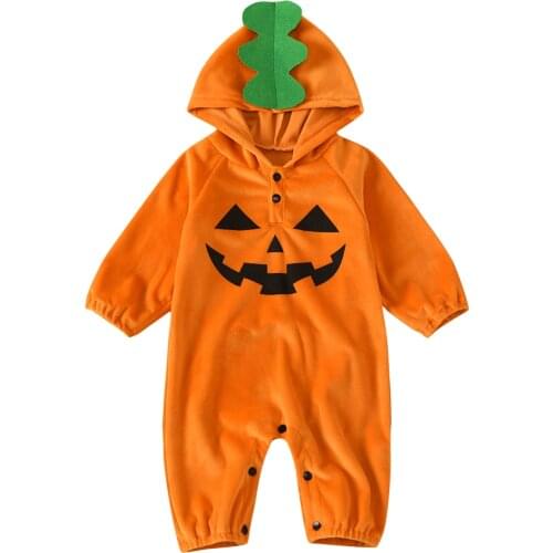 Fashion Newborn Baby Boy Girl Halloween Clothes Long Sleeve Hooded Romper Jumpsuit Outfits Holiday Party Clothing 3-24M