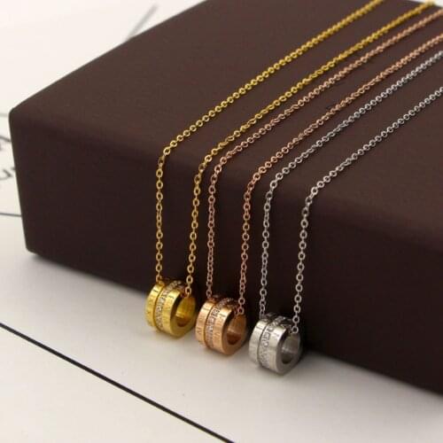 Stainless Steel CNC Stone Gold Fashion Women Pendant Necklace