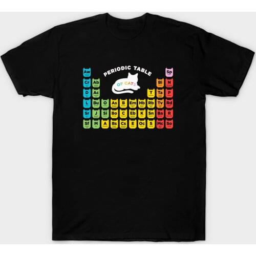 Funny Design Periodic Table Cats Mens T-Shirt. Summer Cotton Short Sleeve O-Neck Unisex T Shirt New S-3XL