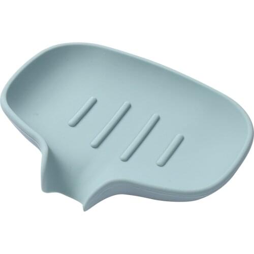 Non-Slip Portable Soap Box Simple Drain Silicone Soap Container Dishes for Home Bathroom Sink (Green/White/Gray)