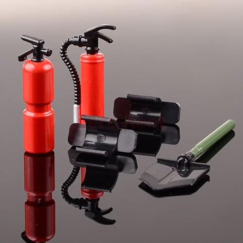 2pcs Fire Extinguisher + Shovel For Rock Crawler Rc Car SCX10 TRX-4 RC 1/10 Scale Truck Accessories