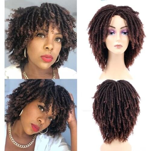 Dreadlock Wig Synthetic Braided Twist Wigs For Women Ombre Black Brown Honey Blonde Short Curly Synthetic Daily Party Wig
