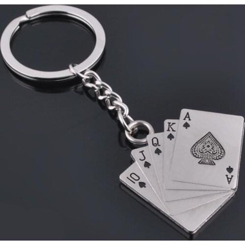 Personalized Wedding Shower Party Gifts Favor Souvenirs Silver Poker Keychain Customized For Guest LX2598
